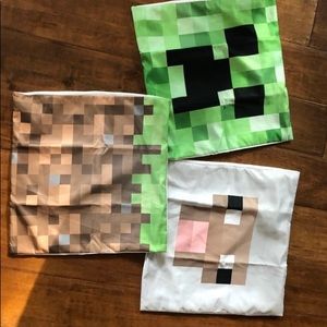Three Minecraft Pillow Cases